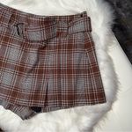 Free People Sage Rust Brown Plaid Micro Mini Skort Photo 4
