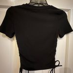 ZARA  ruched ribbed t-shirt black, Size Small Photo 5