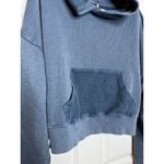 Free People Women Medium Joey Cropped Hoodie Midnight Blue Boxy Fit Pocket Photo 2
