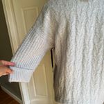 Olivia Sky Gray/Light blue Cable Knit Sweater Boxy Oversized Pullover 3/4 Sleeve Top Chunky Photo 6