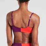 Athleta [] Orange Purple Asymmetrical Colorblock Scoop Neck Bikini Top Size XL Photo 1