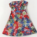 Matrushka Construction Handmade‎ Whimsical Bow Butterfly Print Blouse Dress L Red Size L Photo 1