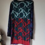 Betsey Johnson Vintage Multi Print Mini Drees Sweater 80's Style Retro Size L Photo 5