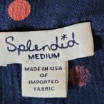 Splendid  NAVY BELL SLEEVE SPLIT NECK PINK POLKA DOT FLOWY POPOVER BLOUSE M Photo 10