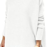 Lillusory Oversized Turtleneck Split Hem Batwing Pullover Tunic Sweater XS/S White Photo 8