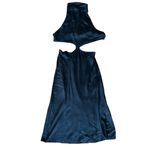 Amanda Uprichard  Women’s Kaye Mini Dress in Ink Navy Blue Silk High Neck Cutout Photo 9