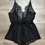 Victoria's Secret Victoria Secret Black Lace V-Back One Piece Bodysuit Romper Size Small Photo 0