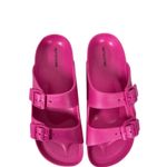 Pretty Little Thing Pink Rubber Buckle Footbed Slides NWT Size US 8 Wide Fit Photo 2