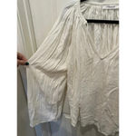 Frame  Revolve White Lattice Deep V-Neck Relaxed Fit Peasant Blouse Size Medium Photo 3