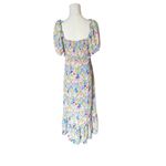 ASTR  The Label -Gaia Dress Purple Gen Multi Floral Smocked Puff Sleeve Midi Sz M Photo 4