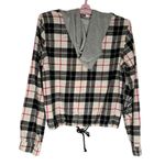 No Boundaries  Hoodie Button Front Jackets Black Plaid Sz M‎ 7-9 100% Polyester Photo 1
