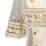 HOUSE OF HARLOW 1960 Bohemian Revolve Sheer Crochet Beige Boho Blouse ~ SMALL Tan Photo 6