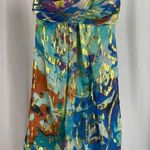Cache Size 0 Silk Strapless Watercolor Floral Mini Dress Metallic Vacation Photo 0