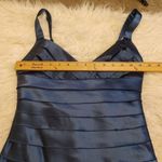 BCBG Maxazria Size 2 Pleated Satin Dress Layers Dark Navy Blue Shiny New Years Photo 7