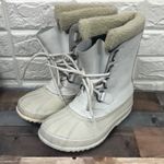 Sorel  White Manitou leather waterproof mid calf snow boots women’s size 6‎ Photo 0