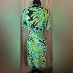 Lilly Pulitzer Green and Blue Wrap Midi Dress Photo 3