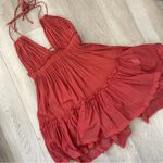 Free People  Dress halter tiered mini polka dot endless summer womens Red medium Photo 1