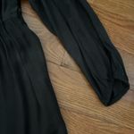 Primark V-neck, black floral satin effect long sleeve tiered Flowy mini dress S Photo 11