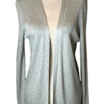 Luisa Spagnoli Sweater Women Small‎ Silver Metallic Knit Open Italian Cardigan Photo 0