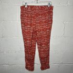 Free People  Women's Linen Blend Orange Printed Ankle Boho Summer Pants Size 6 Photo 1