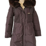 Tahari  WOMENS WINTER Faux Fur HOODED PUFFER COAT Size Small Sangria Photo 0