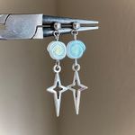 Handmade quality Czech glass snail shell beads & sparkle star dangle earrings 🌀⭐️💦 Photo 0