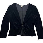 Vintage CDC Petites Women’s Velvet Blazer 14 Front Buckle 90s Glam Holiday Party Black Photo 0