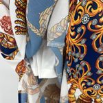 L'atiste by Amy Y2K Baroque Maxi Dress Sz S Chain Print Boho Puff Sleeve Resort White Photo 9