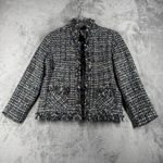 Chico's  Tweed Jacket Fringe Career Wear Business Casual Blazer‎ Vintage Medium Photo 1