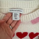 Cupcakes & Cashmere Heart Pattern Sweater • Red & Pink • Size XS Photo 5