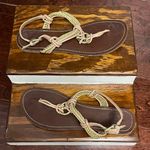 DV by Dolce Vit DV Women's Brown Gold Braid T-Strap Thong Ankle Strap Flat Sandal 7.5 Photo 1