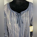Mystree Boho Bohemian Women’s Shirt Denim Rustic Worn Look Bell Sleeves Sz L NWT Photo 4