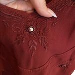 VTG cotton house 90s whimsigoth burgundy embroidered top boho western goth Fall Red Size XL Photo 1