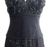 Tadashi Shoji Vtg Womens Silk Sheer Overlay Halter Evening Dress Sz 6 Cocktail Photo 2