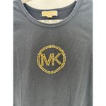 Michael Kors  black semi cropped T-shirt with bold studded gold MK size 3Xl Photo 2