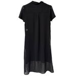 Elle Sheer Dotted Button Down Dress Short Sleeve Black Cover Up Size Small Beach Photo 1