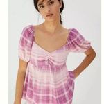 Anthropologie En Elly  Pink Plaid Sweetheart Smock Peplum XS Photo 0