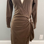 Dress Forum NWT Sweater Wrap Dress Size Small in Brown Tortoise Buckle Photo 0