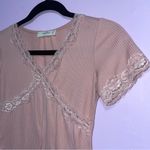 Wild Love Pink Lace Trim Ribbed Y2K Top Women Size S Babydoll Tee 90s Coquette Photo 1