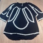 Monoreno Black Boho Tunic Top Mini Dress S Crochet Lace Trim Photo 0