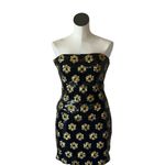 NWOT B. Darlin Floral Sequin Strapless Bodycon Mini Dress Black Gold Stretch Size L Photo 2