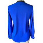 Calvin Klein  Women's Bright Blue & Black Long Sleeved Half Zip Popover Blouse Photo 1