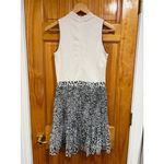 Ted Baker London Mock Neck Sleeveless Dress Size 2 Black White Pleated Skirt Photo 3
