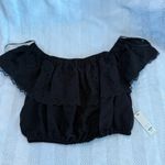 nwt new Francesca's Rosalie Eyelet Off The Shoulder Top size Large Black Photo 1