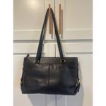 Etienne Aigner Black Leather Tote Bag Gold VTG purse Shoulder Bag Top Handle Photo 4