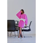 Solace London  Tanzy Fuchsia Pleated White Bow Long Sleeve Mini Cocktail Dress Photo 5