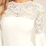 Lulus Lulu’s nwt ivory white lace top bell sleeve fitted dress size medium Photo 4