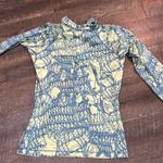 Nike  Pro Half Zip Pullover Womens Medium Yellow‎ Blue Lace Hyperwarm Long Sleeve Photo 4