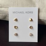 Michael Kors LOGO Heart Stud 3 Pair Set Earrings Photo 1