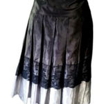 Worthington  Black/Silver Metallic Satin Lace Pleated Whimsigoth Midi Skirt Photo 0